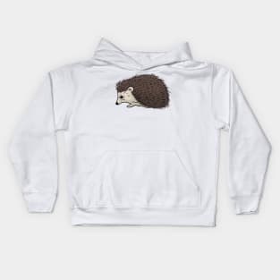 Cute hedgehog hand drawn walking to the left Kids Hoodie